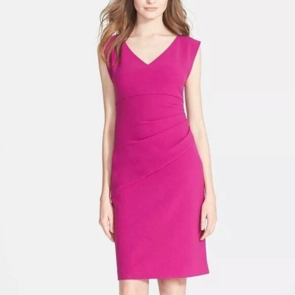 Diane Von Furtsenberg Bevin fuchsia pink sheath sleeveless Dress Sz 14‎ barbie - Picture 1 of 10